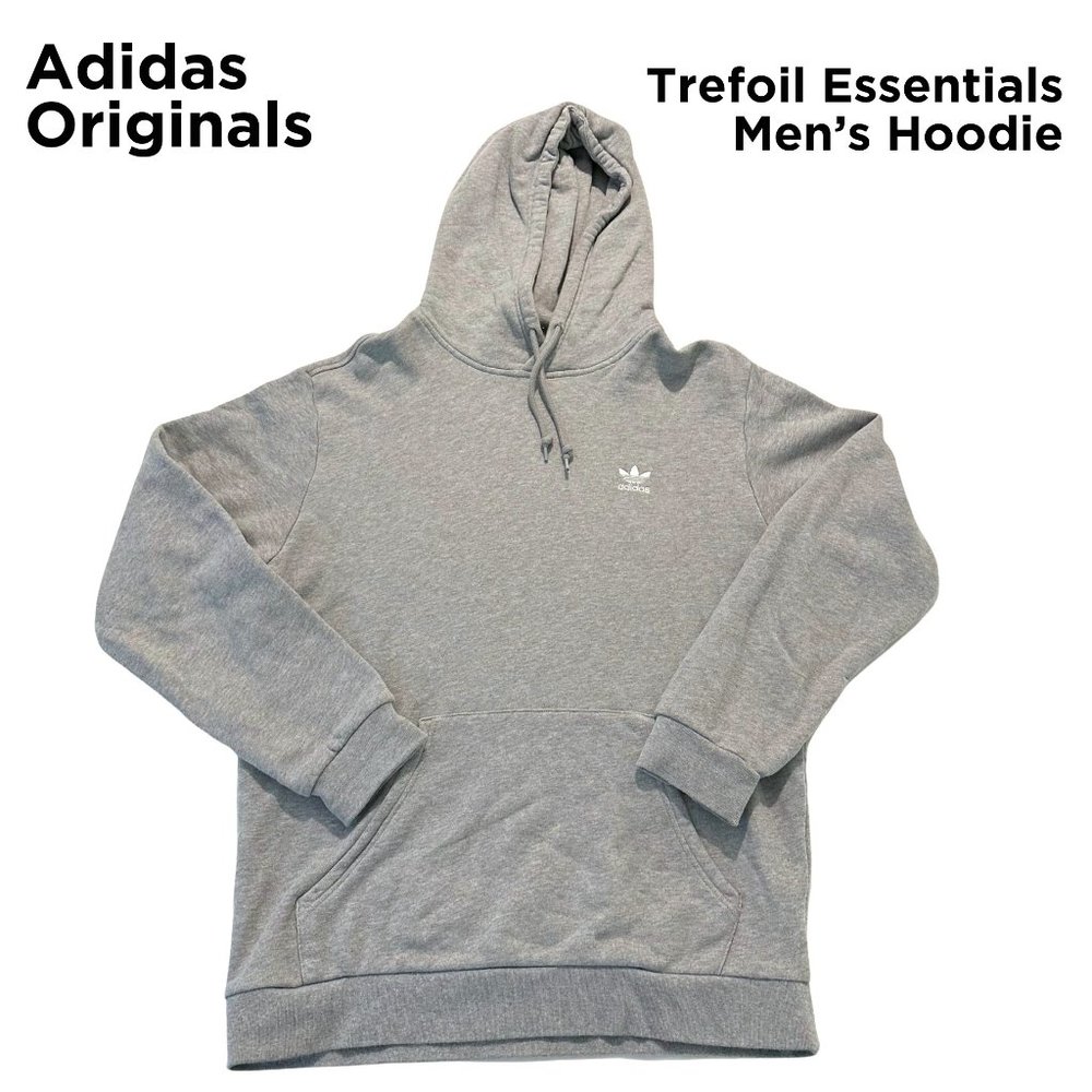 Adidas Originals Trefoil Essentials Hoodie | Heather Gray | Men's Large